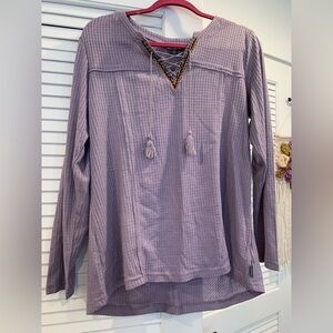 Like new Eddie Bauer thermal boho tassels long‎ sleeves top size Large